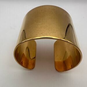 J Crew Gold Cuff 2” Wide Bracelet Bold Casual Statement Jewelry